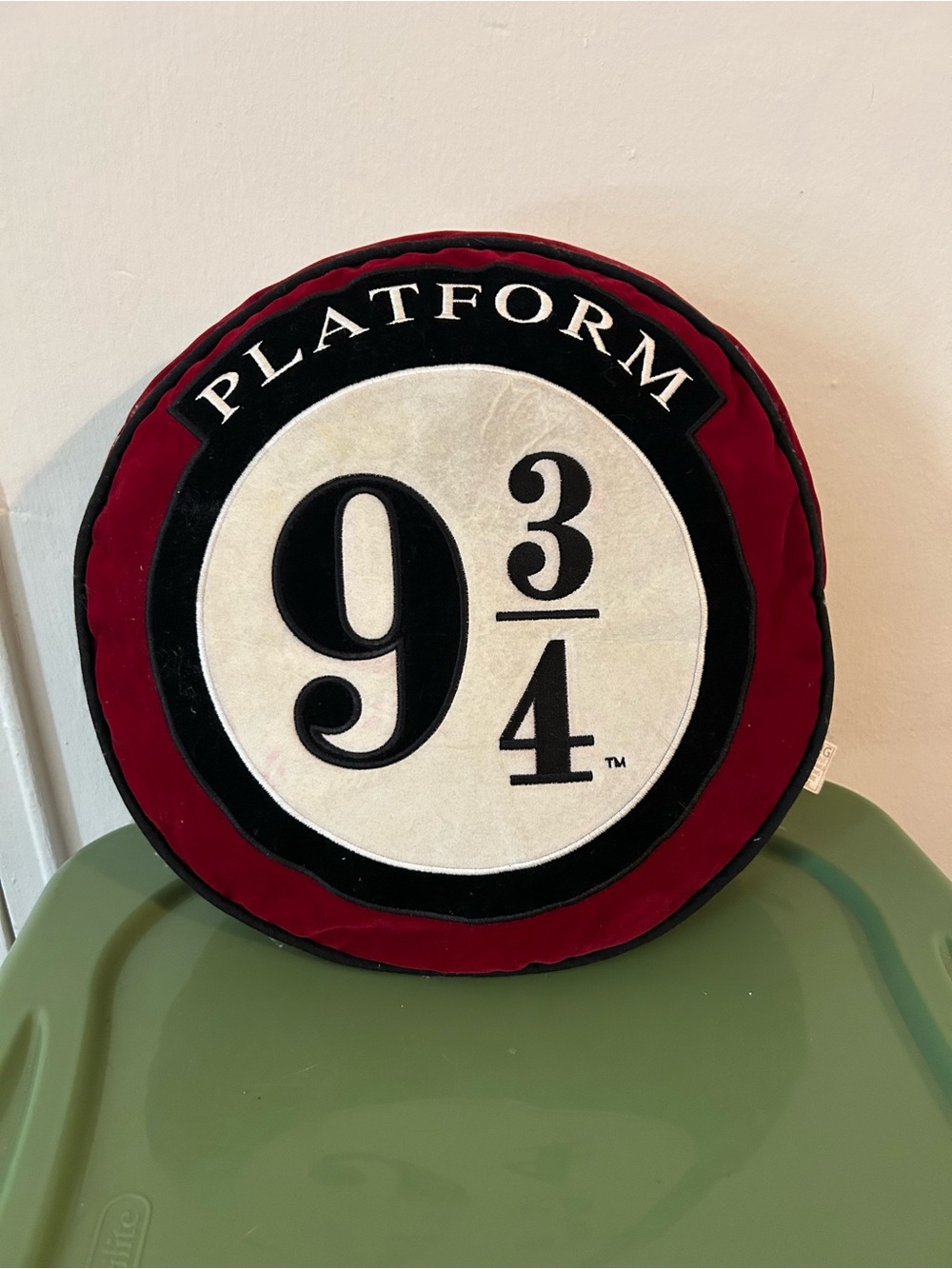 Platform 9 3/4 Round: Harry Potter Decorative Pillow - Burgundy, Black, Cream